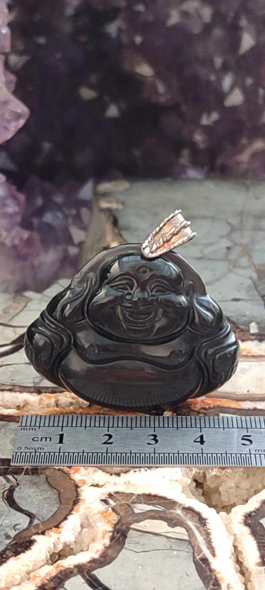 Obsidienne larme d'apache du Mexique Grade A++++ pendentif bouddha bélière argt 925 Pendentif Bouddha en Obsidienne Larme d'Apache Dans la besace du p'tit Poucet (Boutique Officielle)