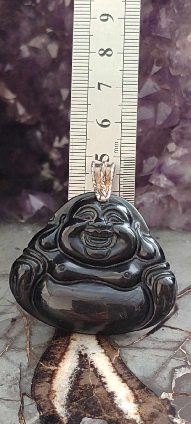 Cargue la imagen en el visor de la galería, Obsidienne larme d&#39;apache du Mexique Grade A++++ pendentif bouddha bélière argt 925 Pendentif Bouddha en Obsidienne Larme d&#39;Apache Dans la besace du p&#39;tit Poucet (Boutique Officielle)
