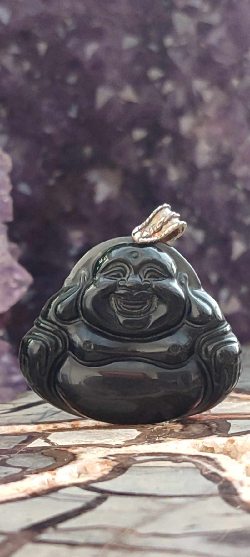 Cargue la imagen en el visor de la galería, Obsidienne larme d&#39;apache du Mexique Grade A++++ pendentif bouddha bélière argt 925 Pendentif Bouddha en Obsidienne Larme d&#39;Apache Dans la besace du p&#39;tit Poucet (Boutique Officielle)
