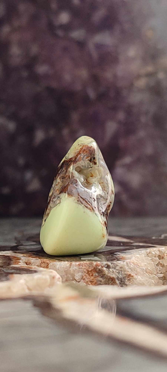 Chrysoprase citron d'Australie pierre roulée Grade A++++ Chrysoprase citron pierre roulée Dans la besace du p'tit Poucet (Boutique Officielle)