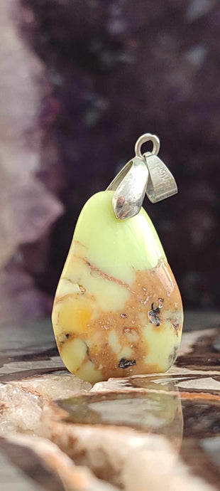 Chrysoprase citron d'Australie pendentif Grade A++++ (fourni avec cordon) Chrysoprase citron pendentif Dans la besace du p'tit Poucet (Boutique Officielle)