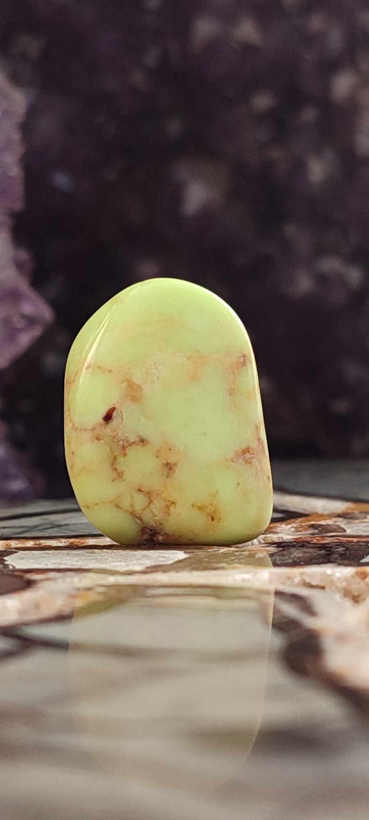 Chrysoprase citron d'Australie pierre roulée Grade A++++ Chrysoprase citron pierre roulée Dans la besace du p'tit Poucet (Boutique Officielle)