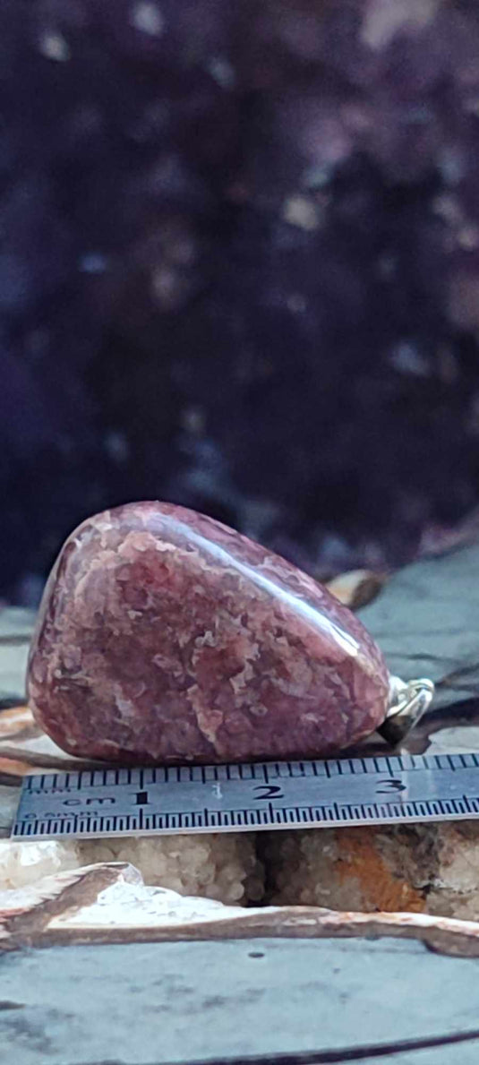 Rhodonite du Pérou pendentif Grade A++++ monté Argt925 (fourni avec cordon) Rhodonite pendentif bélière Argent 925 Dans la besace du p'tit Poucet (Boutique Officielle)