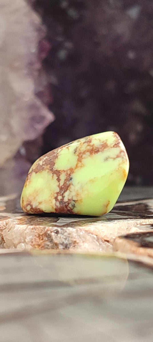 Chrysoprase citron d'Australie pierre roulée Grade A++++ Chrysoprase citron pierre roulée Dans la besace du p'tit Poucet (Boutique Officielle)