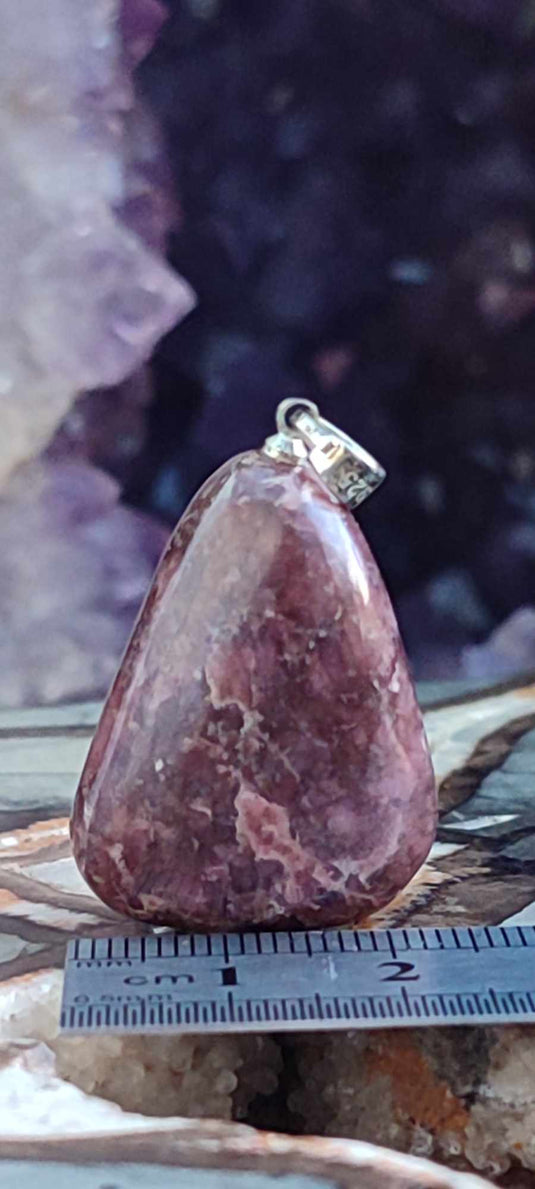 Rhodonite du Pérou pendentif Grade A++++ monté Argt925 (fourni avec cordon) Rhodonite pendentif bélière Argent 925 Dans la besace du p'tit Poucet (Boutique Officielle)