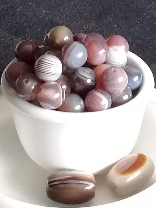 Agate du Botswana - Perle Ø8mm - Grade Prémium - Prix perle à l’unité