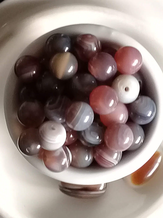 Agate du Botswana - Perle Ø8mm - Grade Prémium - Prix perle à l’unité