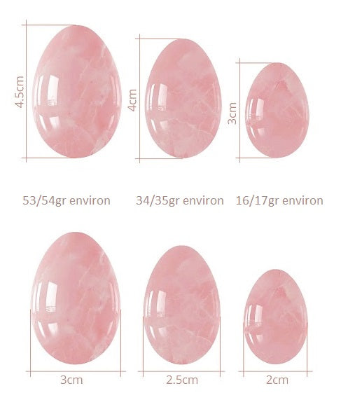 Tantra Yoni Egg in Rose Quartz from Brazil Kit 3 sizes