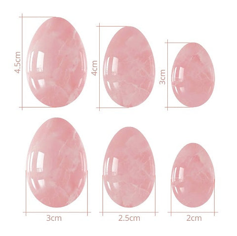 Tantra Yoni Egg in Brazilian Rose Quartz Grade A++++ Kit 3 sizes