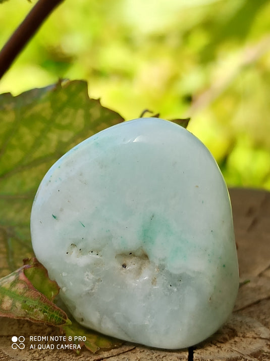 Aragonite Bleue d’Afghanistan - Pierre roulée aspect soyeux - Grade Prémium Aragonite Bleue pierre roulée