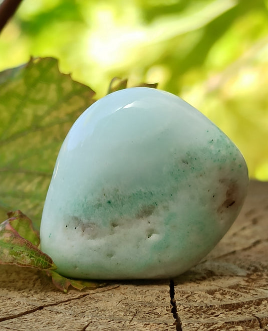 Aragonite Bleue d’Afghanistan - Pierre roulée aspect soyeux - Grade Prémium Aragonite Bleue pierre roulée
