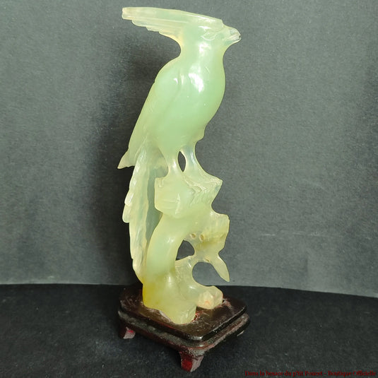 Jade Jadéite de Birmanie - Statuette d’Oiseau Sculptée - Vue 1