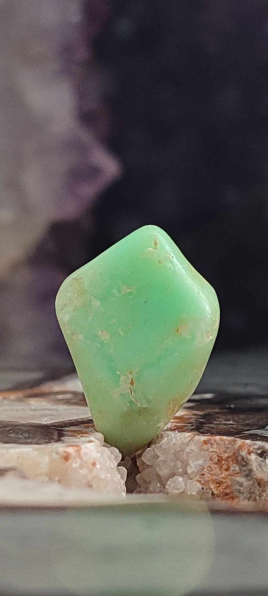 Chrysoprase du Kazakhstan pierre roulée Grade A++++ Chrysoprase pierre roulée Dans la besace du p'tit Poucet (Boutique Officielle)