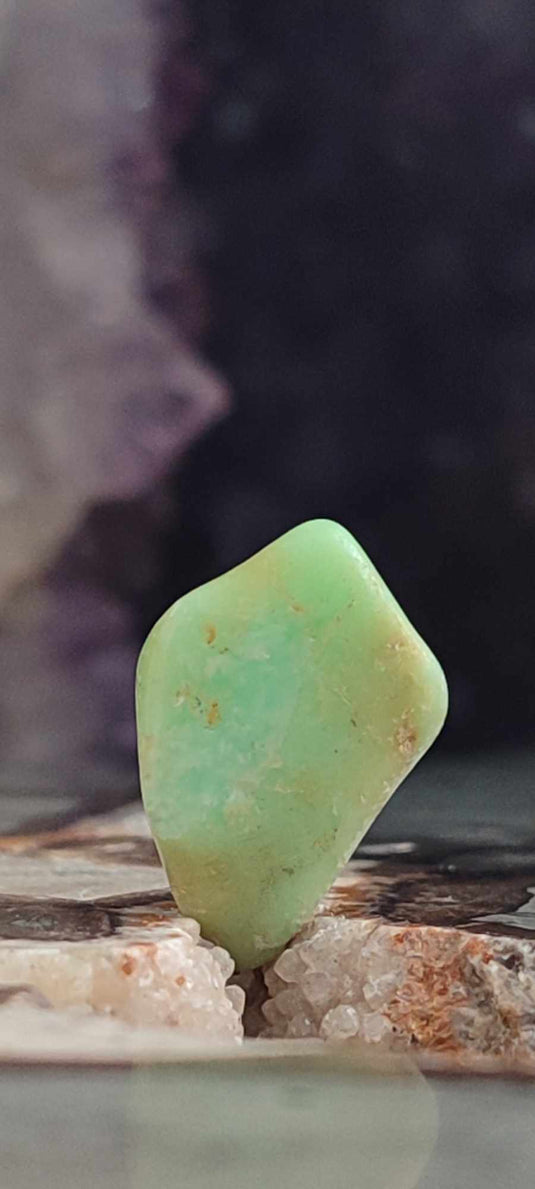 Chrysoprase du Kazakhstan pierre roulée Grade A++++ Chrysoprase pierre roulée Dans la besace du p'tit Poucet (Boutique Officielle)