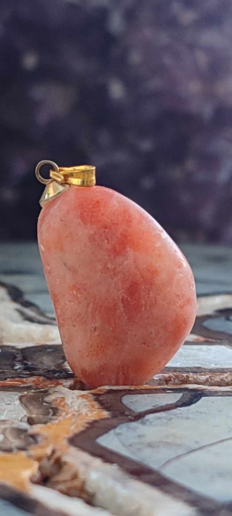 Laden Sie das Bild in Galerie -Viewer, Pierre du soleil Héliolite du Brésil pendentif Grade A++++ (fourni avec cordon) Pierre du soleil héliolite pendentif Dans la besace du p&#39;tit Poucet (Boutique Officielle)
