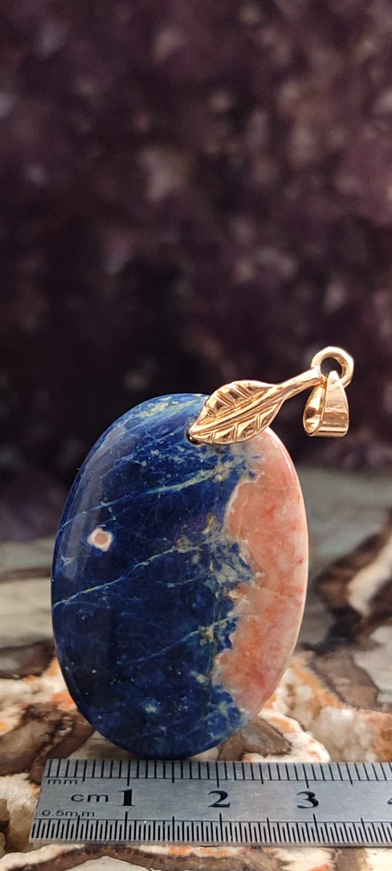 Carica immagine in Galleria Viewer, Sodalite coucher de soleil du brésil pendentif Grade A++++ &quot;Rare&quot; Sodalite coucher de soleil Sodalite/Calcite orange pendentif Dans la besace du p&#39;tit Poucet (Boutique Officielle)
