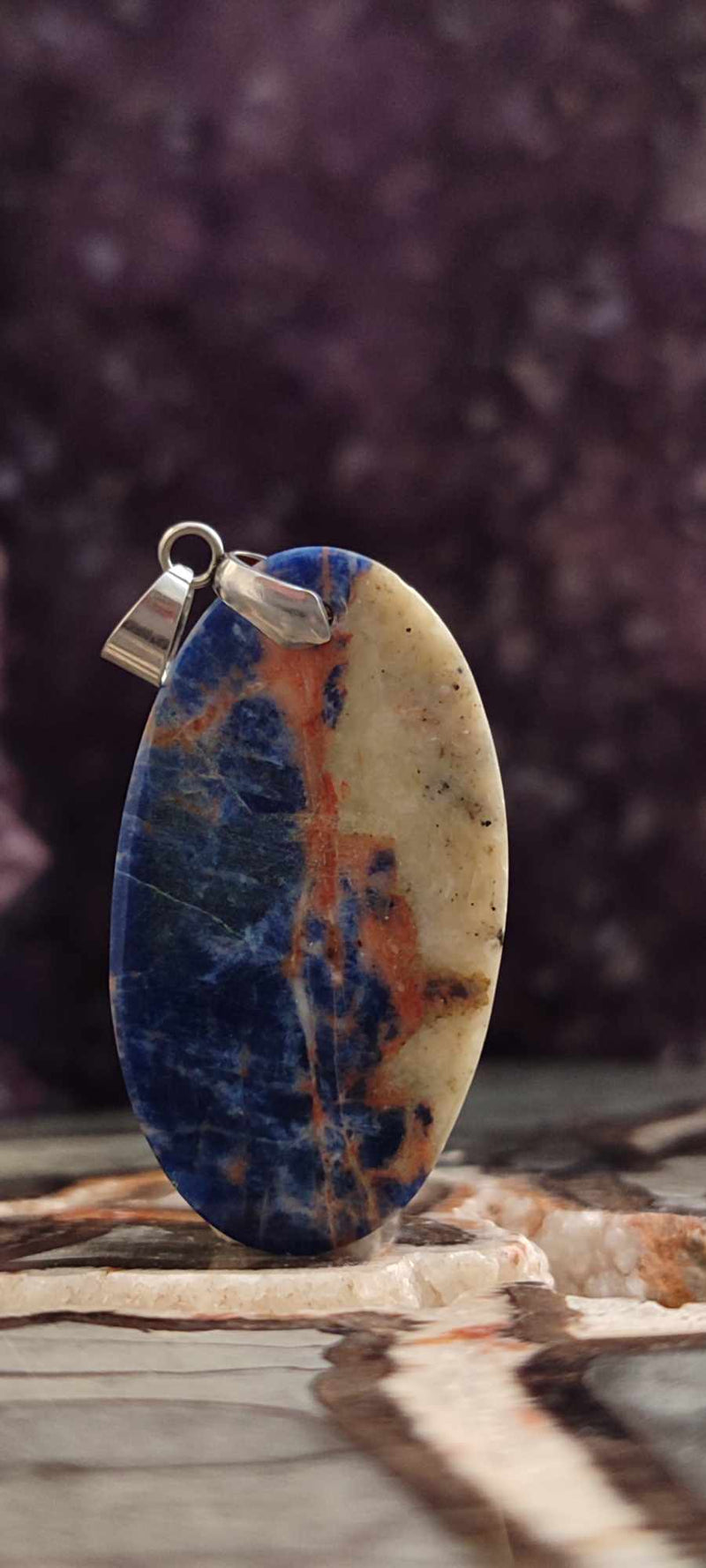 Carica immagine in Galleria Viewer, Sodalite coucher de soleil du Brésil pendentif Grade A++++ &quot;Rare&quot; Sodalite coucher de soleil Sodalite/Calcite orange pendentif Dans la besace du p&#39;tit Poucet (Boutique Officielle)
