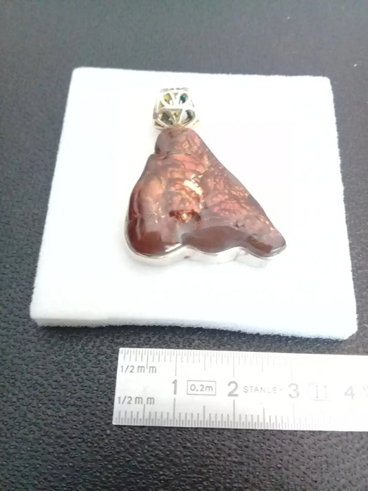Agate de feu du Mexique (RARE) pendentif 51.45Cts Grade AAAA monté sur Argt925 (Fourni avec cordon) Agate de feu pendentif