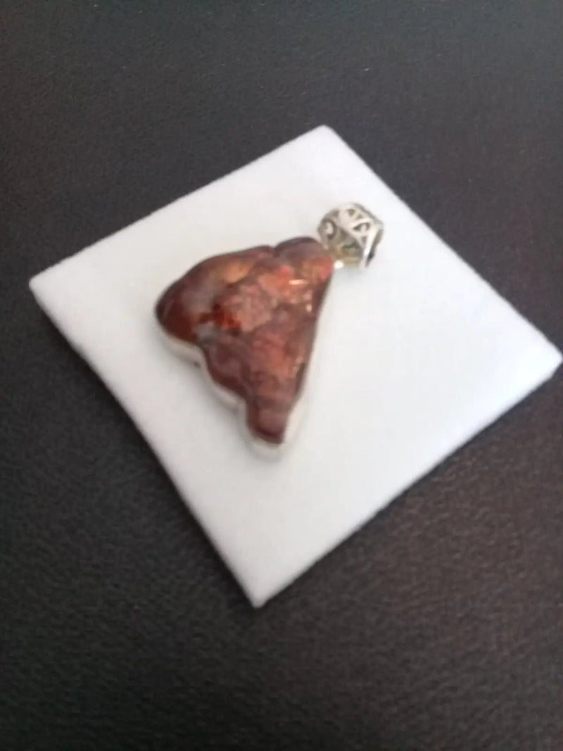 Chargez l&#39;image dans la visionneuse de la galerie, Agate de feu du Mexique (RARE) pendentif 51.45Cts Grade AAAA monté sur Argt925 (Fourni avec cordon) Agate de feu pendentif
