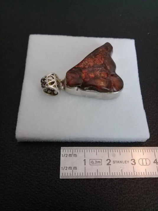 Agate de feu du Mexique (RARE) pendentif 51.45Cts Grade AAAA monté sur Argt925 (Fourni avec cordon) Agate de feu pendentif