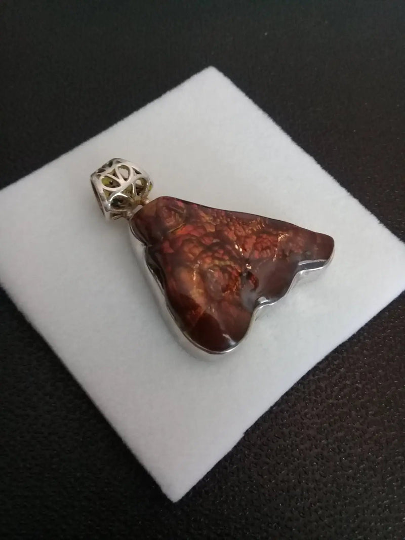 Chargez l&#39;image dans la visionneuse de la galerie, Agate de feu du Mexique (RARE) pendentif 51.45Cts Grade AAAA monté sur Argt925 (Fourni avec cordon) Agate de feu pendentif
