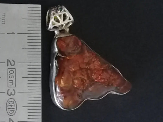 Agate de feu du Mexique (RARE) pendentif 51.45Cts Grade AAAA monté sur Argt925 (Fourni avec cordon) Agate de feu pendentif