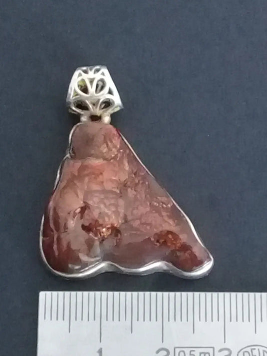 Agate de feu du Mexique (RARE) pendentif 51.45Cts Grade AAAA monté sur Argt925 (Fourni avec cordon) Agate de feu pendentif