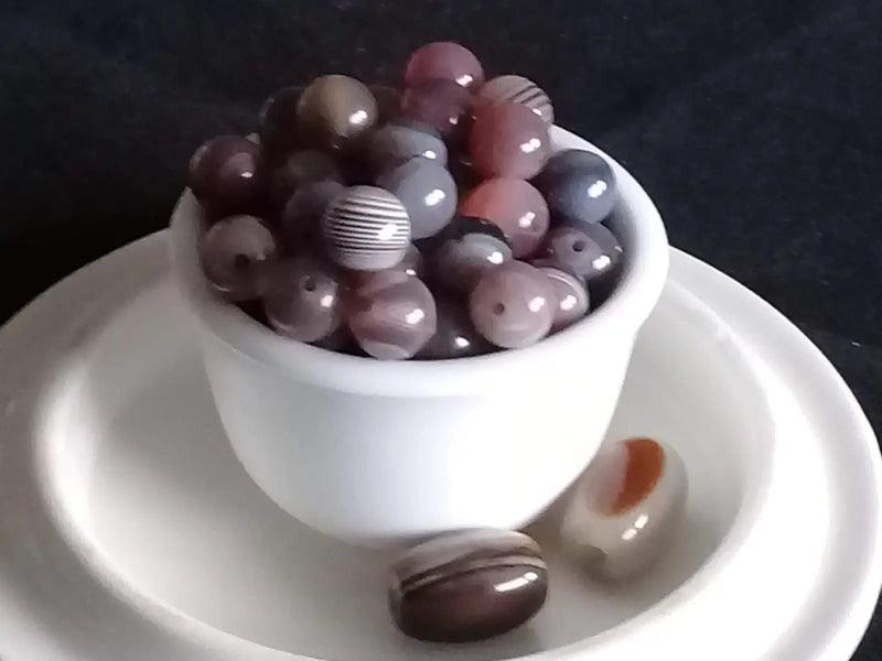 Chargez l&#39;image dans la visionneuse de la galerie, Agate du Botswana perle Grade A++++ Prix perle à l’unité Diam 8mm Agate du Botswana perle
