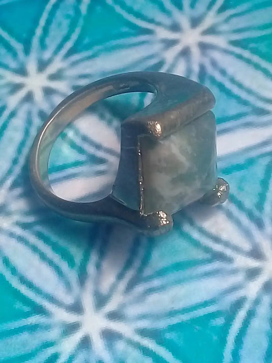 Agate mousse bague montée sur argent 925 Grade A ++++ Diamètre 16 Bague Agate mousse Diam 16