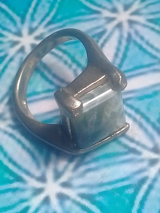 Agate mousse bague montée sur argent 925 Grade A ++++ Diamètre 16 Bague Agate mousse Diam 16