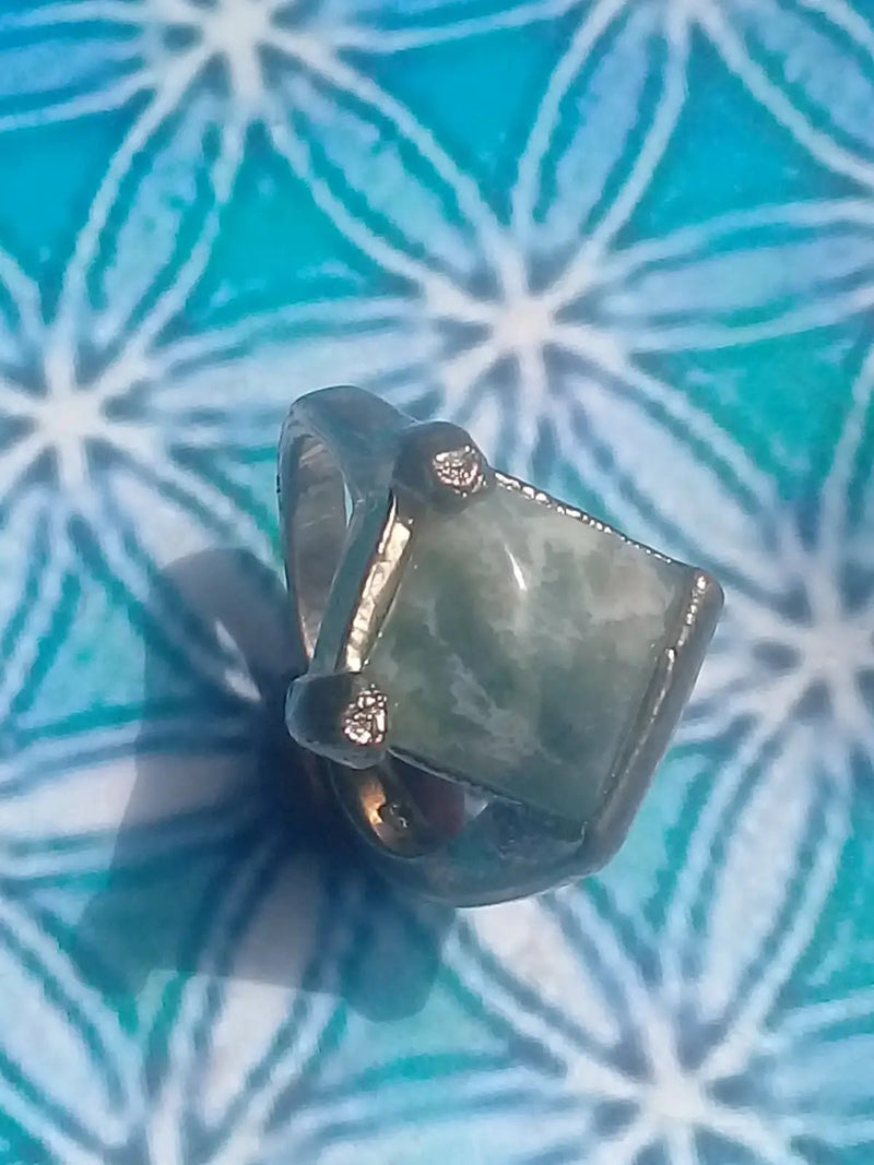 Load image into Gallery viewer, Agate mousse bague montée sur argent 925 Grade A ++++ Diamètre 16 Bague Agate mousse Diam 16
