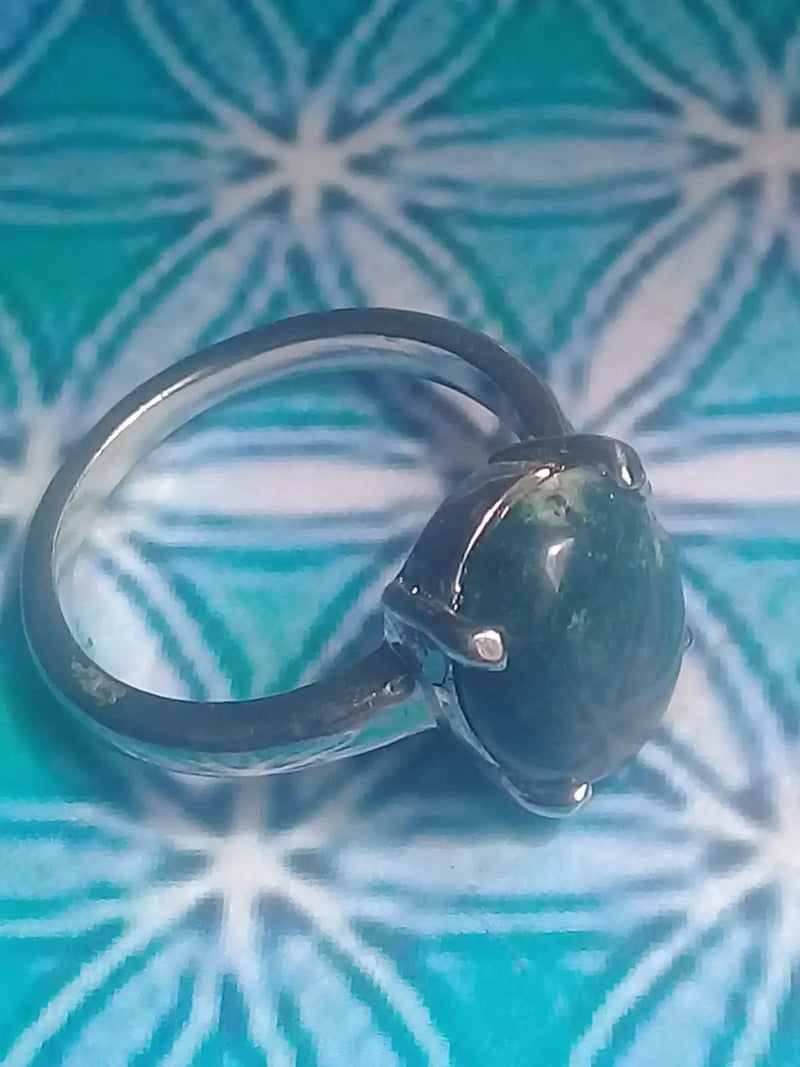 Load image into Gallery viewer, Agate mousse bague montée sur argent 925 Grade A +++ Diamètre 18 Bague Agate mousse Diam 18
