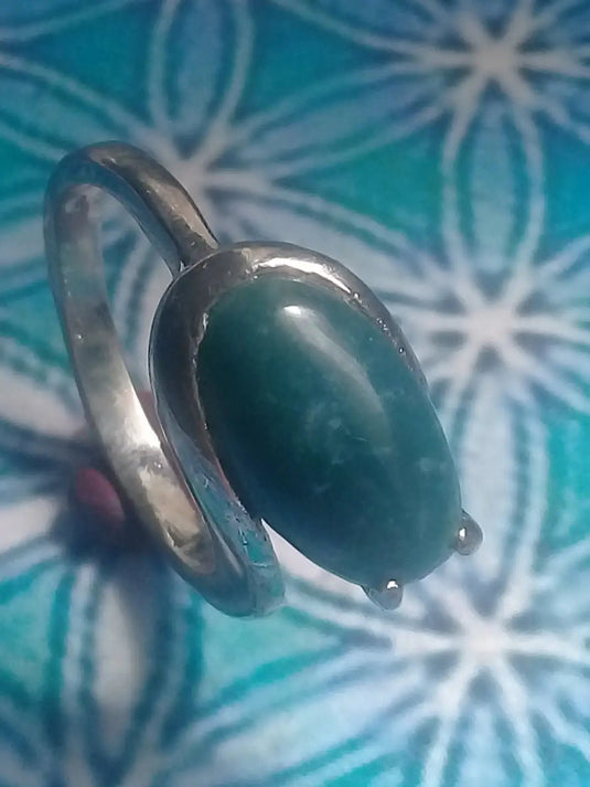 Agate mousse bague montée sur argent 925 Grade A +++ Diamètre 18 Bague Agate mousse Diam 18