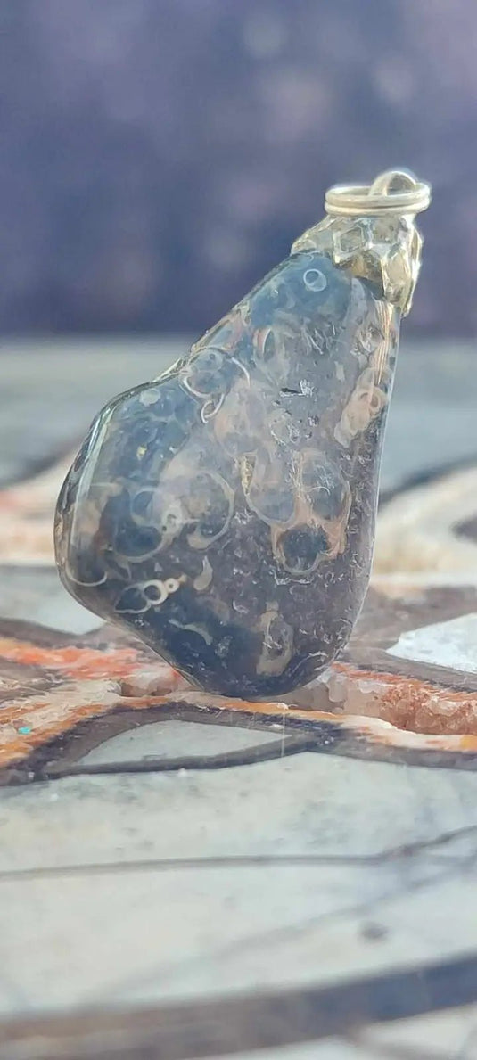 Agate Turitelle d’Uruguay pendentif Grade A++++ Agate Turitelles fossile pendentif