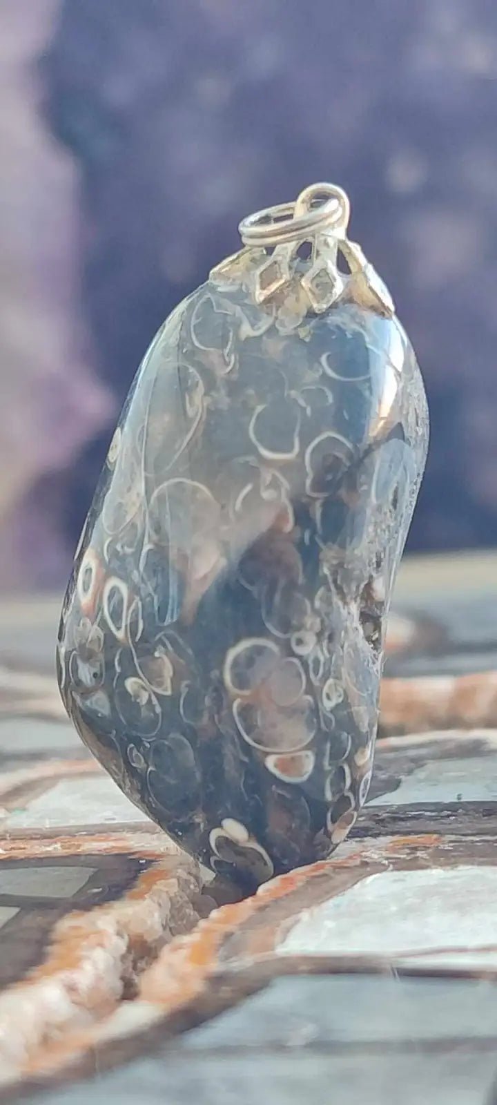 Chargez l&#39;image dans la visionneuse de la galerie, Agate Turitelle d’Uruguay pendentif Grade A++++ Agate Turitelles fossile pendentif
