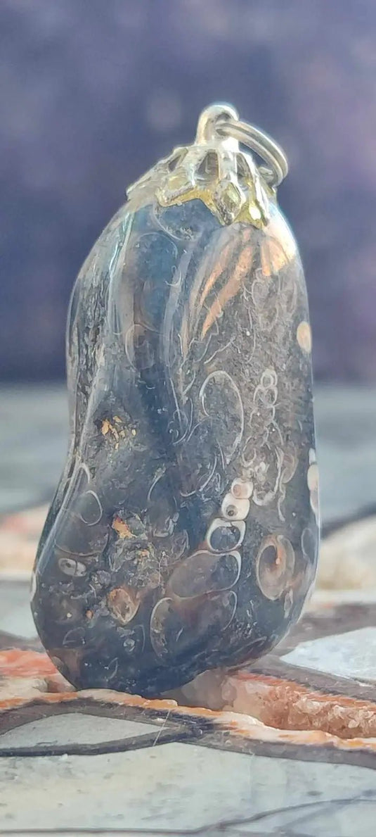 Agate Turitelle d’Uruguay pendentif Grade A++++ Agate Turitelles fossile pendentif