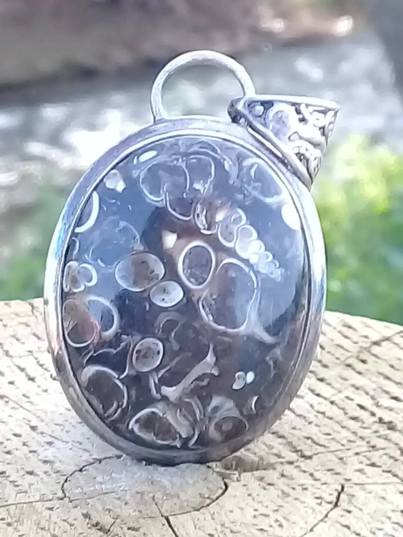 Chargez l&#39;image dans la visionneuse de la galerie, Agate Turitelle d’Uruguay pendentif monté sur Argent 925 Grade A++++ Agate Turitelles fossile pendentif
