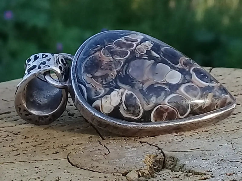 Chargez l&#39;image dans la visionneuse de la galerie, Agate Turitelle d’Uruguay pendentif monté sur argent 925 Grade A++++ Agate Turitelles fossile pendentif
