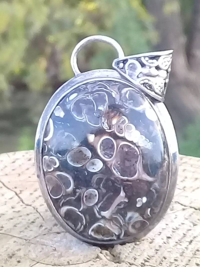 Chargez l&#39;image dans la visionneuse de la galerie, Agate Turitelle d’Uruguay pendentif monté sur Argent 925 Grade A++++ Agate Turitelles fossile pendentif

