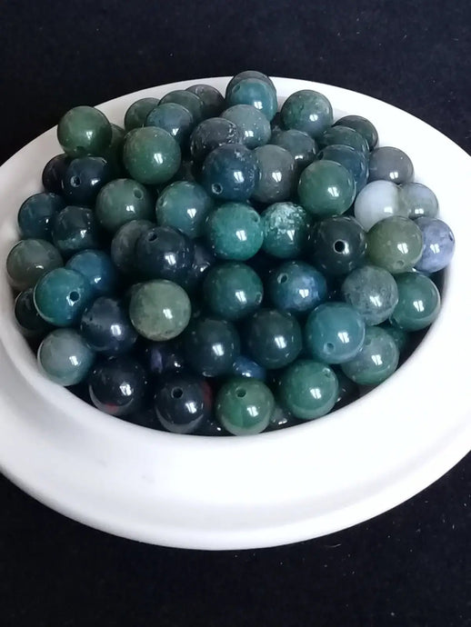 Agates mousse du Brésil perle Grade A++++ Prix perle à l’unité Diamètre 8mm Agate mousse perles 8mm
