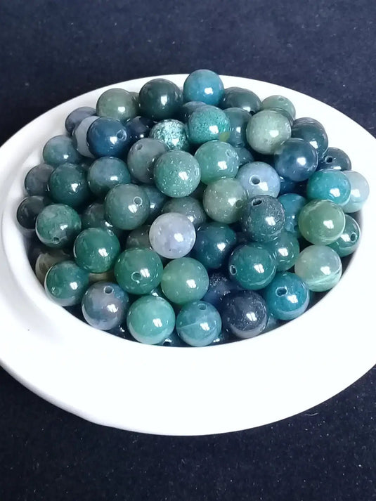 Agates mousse du Brésil perle Grade A++++ Prix perle à l’unité Diamètre 8mm Agate mousse perles 8mm