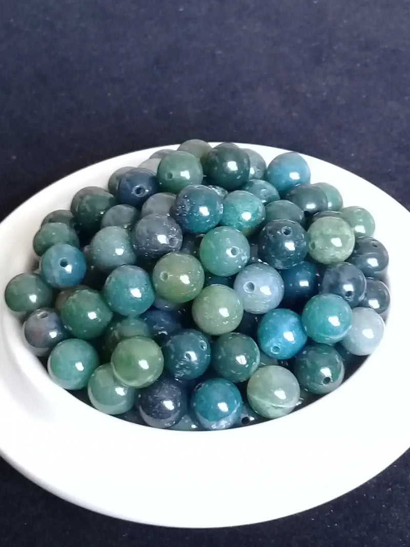 Chargez l&#39;image dans la visionneuse de la galerie, Agates mousse du Brésil perle Grade A++++ Prix perle à l’unité Diamètre 8mm Agate mousse perles 8mm
