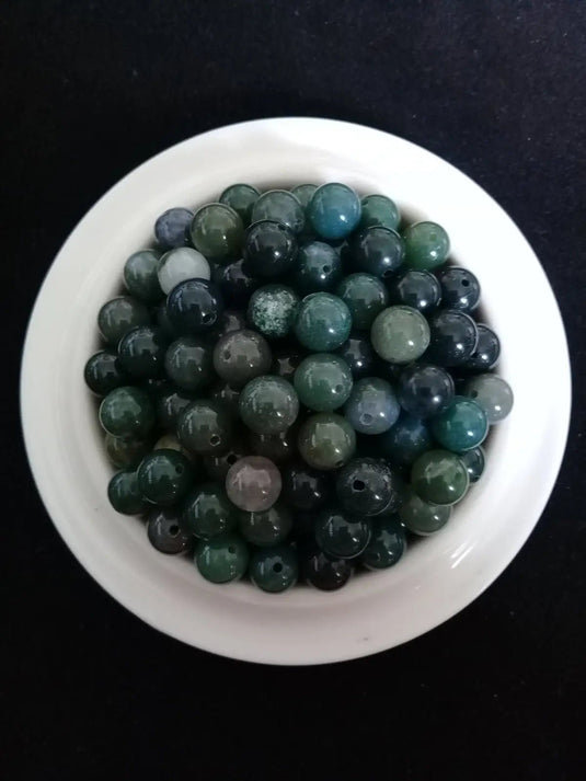 Agates mousse du Brésil perle Grade A++++ Prix perle à l’unité Diamètre 8mm Agate mousse perles 8mm