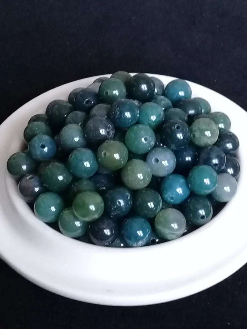 Chargez l&#39;image dans la visionneuse de la galerie, Agates mousse du Brésil perle Grade A++++ Prix perle à l’unité Diamètre 8mm Agate mousse perles 8mm
