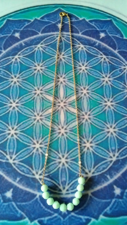 Amazonite parure bracelet et collier facettés sur chaîne en Or Grade A ++++ Amazonite parure