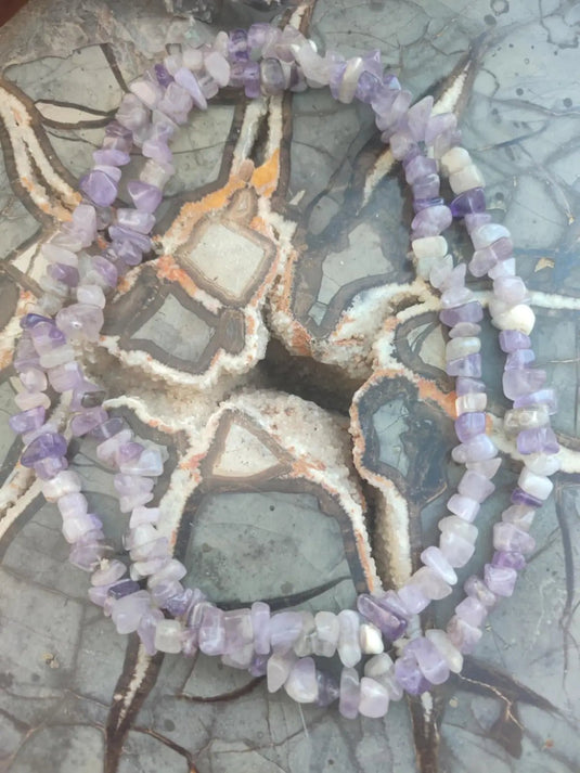Améthyste du Brésil - Collier (Grande Taille) en chips naturelle - Grade AA - Améthyste du Brésil collier chips