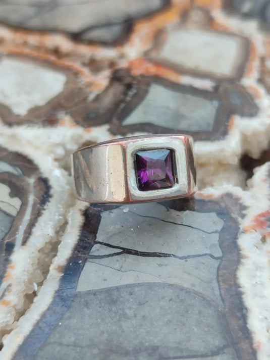 Améthyste d’Uruguay - Bague Ø 1.8cm (corps de bague cuivre argenté) - Grade Prémium Améthyste d’Uruguay bague