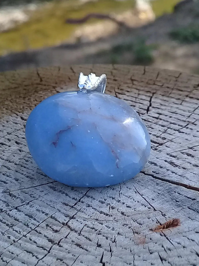 Load image into Gallery viewer, Angélite pendentif Grade A ++++ avec bélière en argent 925 Angélite pendentif
