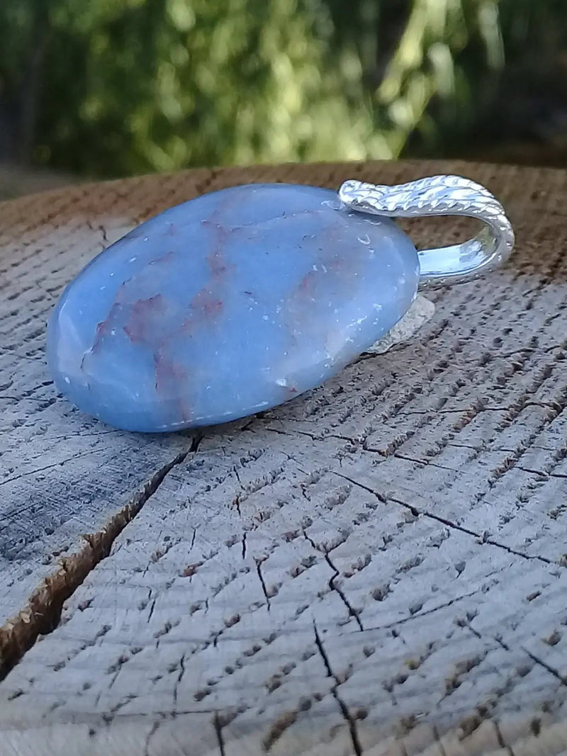 Load image into Gallery viewer, Angélite pendentif Grade A ++++ avec bélière en argent 925 Angélite pendentif
