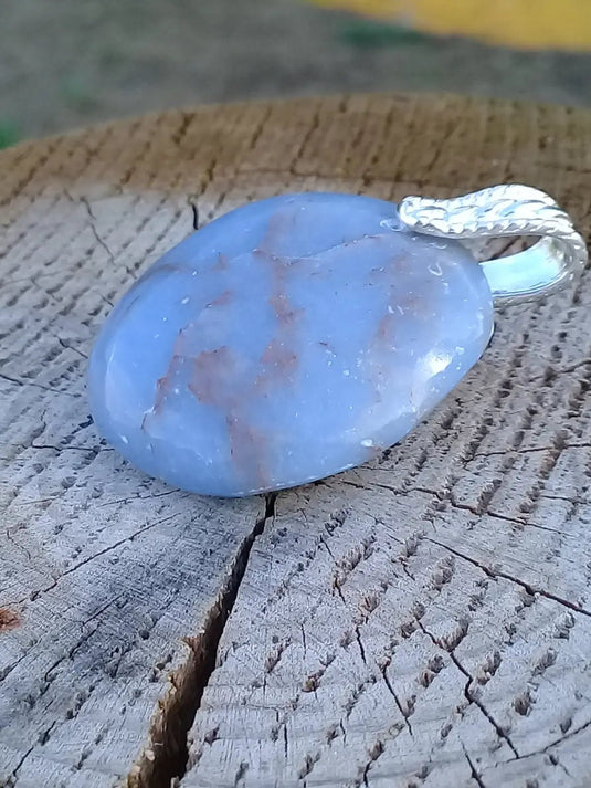 Angélite pendentif Grade A ++++ avec bélière en argent 925 Angélite pendentif